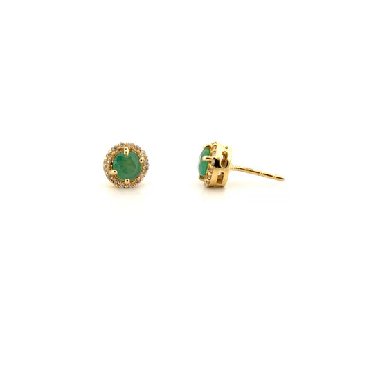 1cttw. Emerald Ear Studs in 14K Yellow Gold