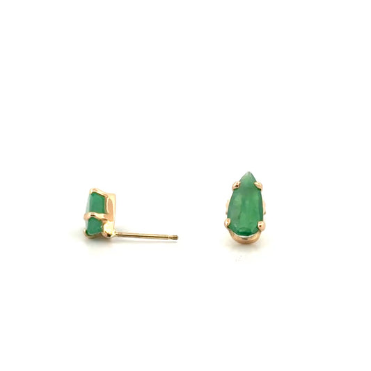1.76cttw. Natural Emerald Ear Studs in 14K Yellow Gold