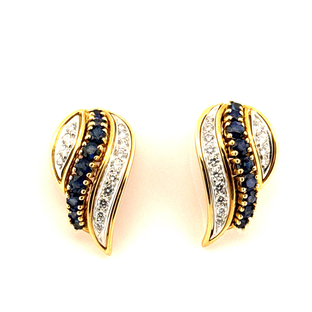 Vintage Tiffany & Co Diamond & Sapphire Winged Earrings