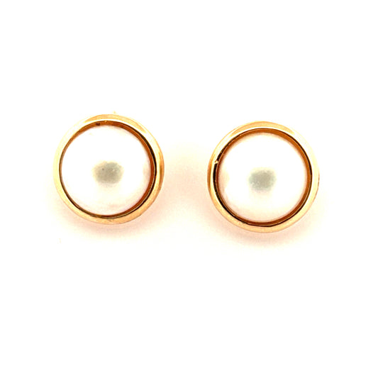Pearl Clip on Earrings Set in 14K Yellow Gold