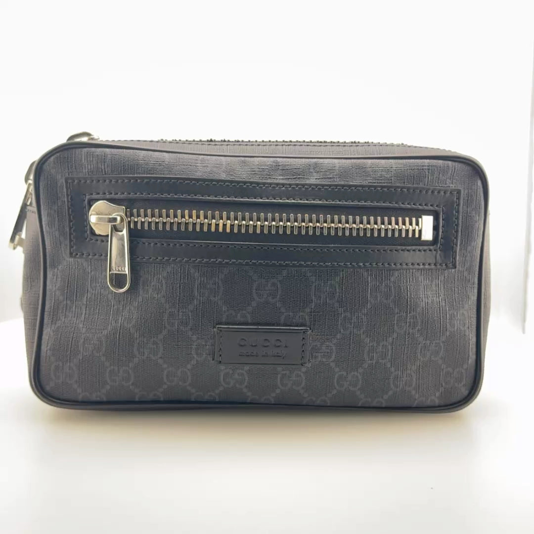 Gucci Black GG Supreme Canvas Belt Bag