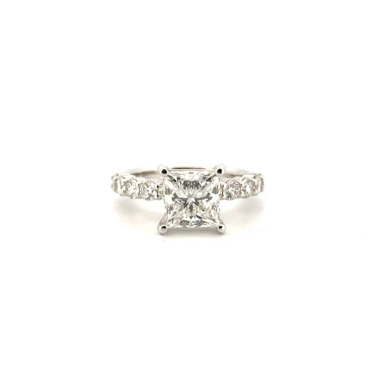 3.09ct. F VS1 Lab Grown Princess Cut Diamond in 14K White Gold Diamond Mounting