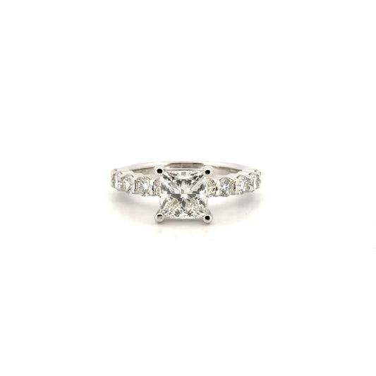 2.03ct. E VVS2 Lab Grown Princess Cut Diamond in 14K White Gold Diamond Mounting