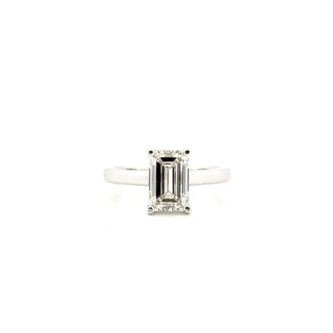 2.60ct. F VS1 Lab Grown Emerald Cut Diamond in 14K White Gold Mounting Sz 7
