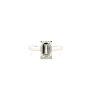 2.60ct. F VS1 Lab Grown Emerald Cut Diamond in 14K White Gold Mounting Sz 7