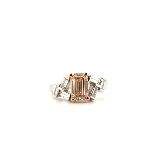 2.02ct. Fancy Intense Pink VS1 Lab Grown Emerald Cut Diamond in 14K White Gold Mounting