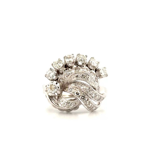 Natural Diamond Estate Ring Set in 14K White Gold