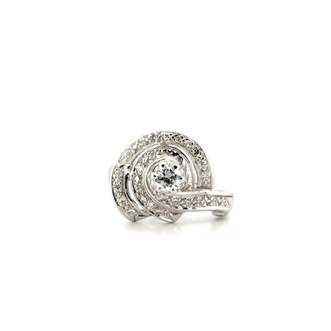 Natural Diamond Estate Ring Set in 14K White Gold