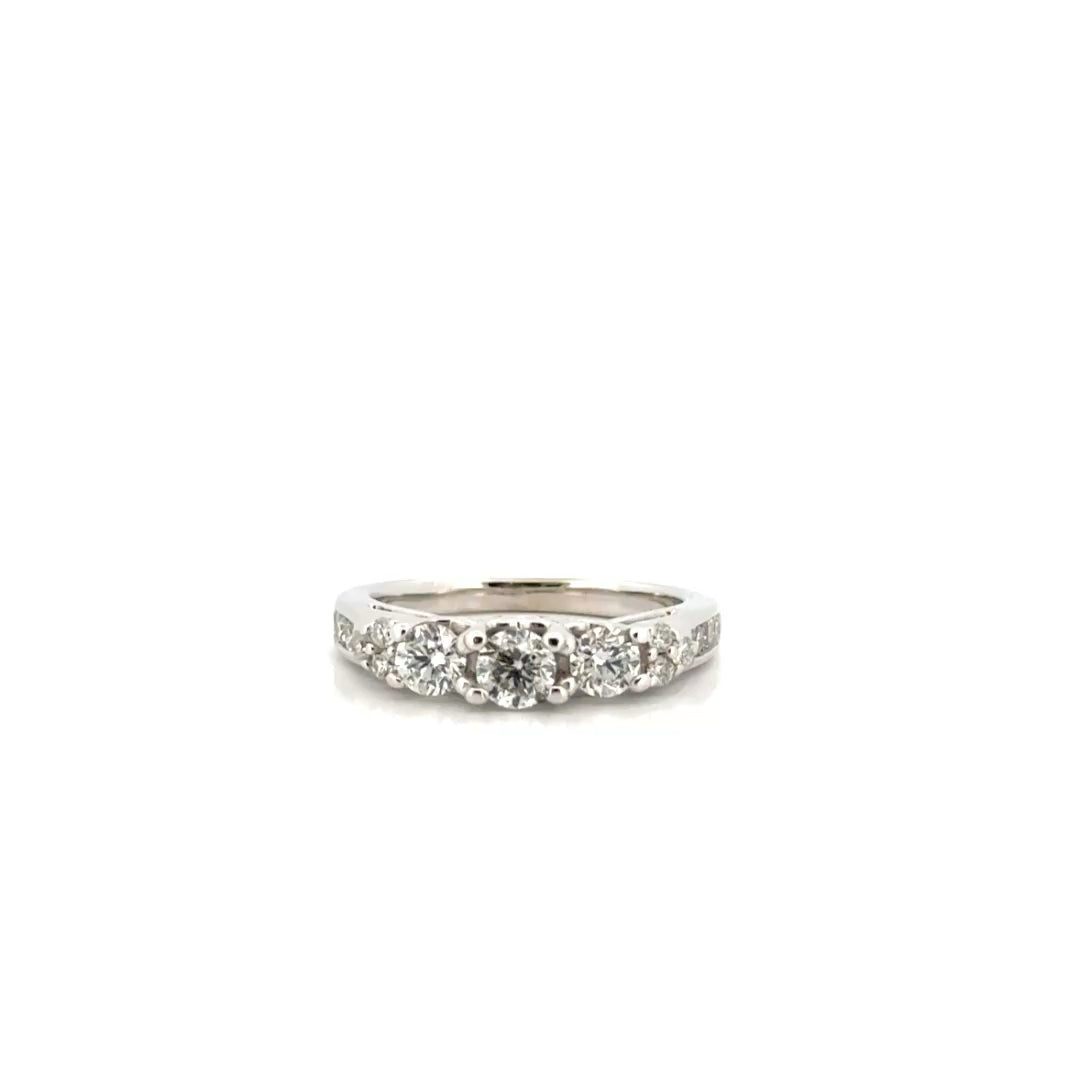 Three Tier Natural Diamond Ring in 14K White Gold