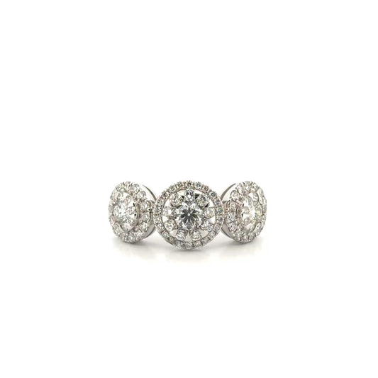 Three Tier Cluster Ring Set in 18K White Gold