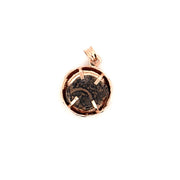 Ancient Coin Pendant Set in 14K Rose Gold Nautical Style Mounting