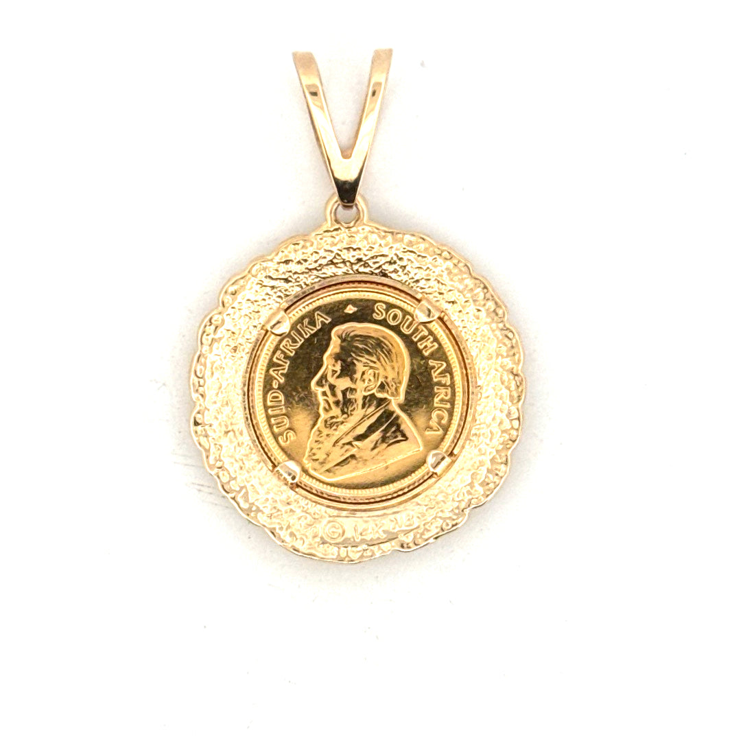 1/10oz Gold Kruggerand Set in 14K Nugget Style Bezel