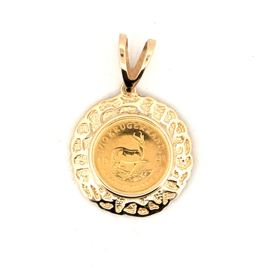 1/10oz Gold Kruggerand Set in 14K Nugget Style Bezel