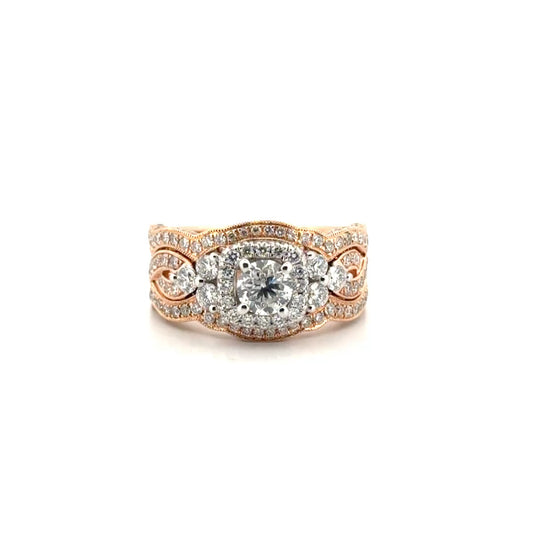Three Piece Diamond Engagement Set in 14K Rose Gold