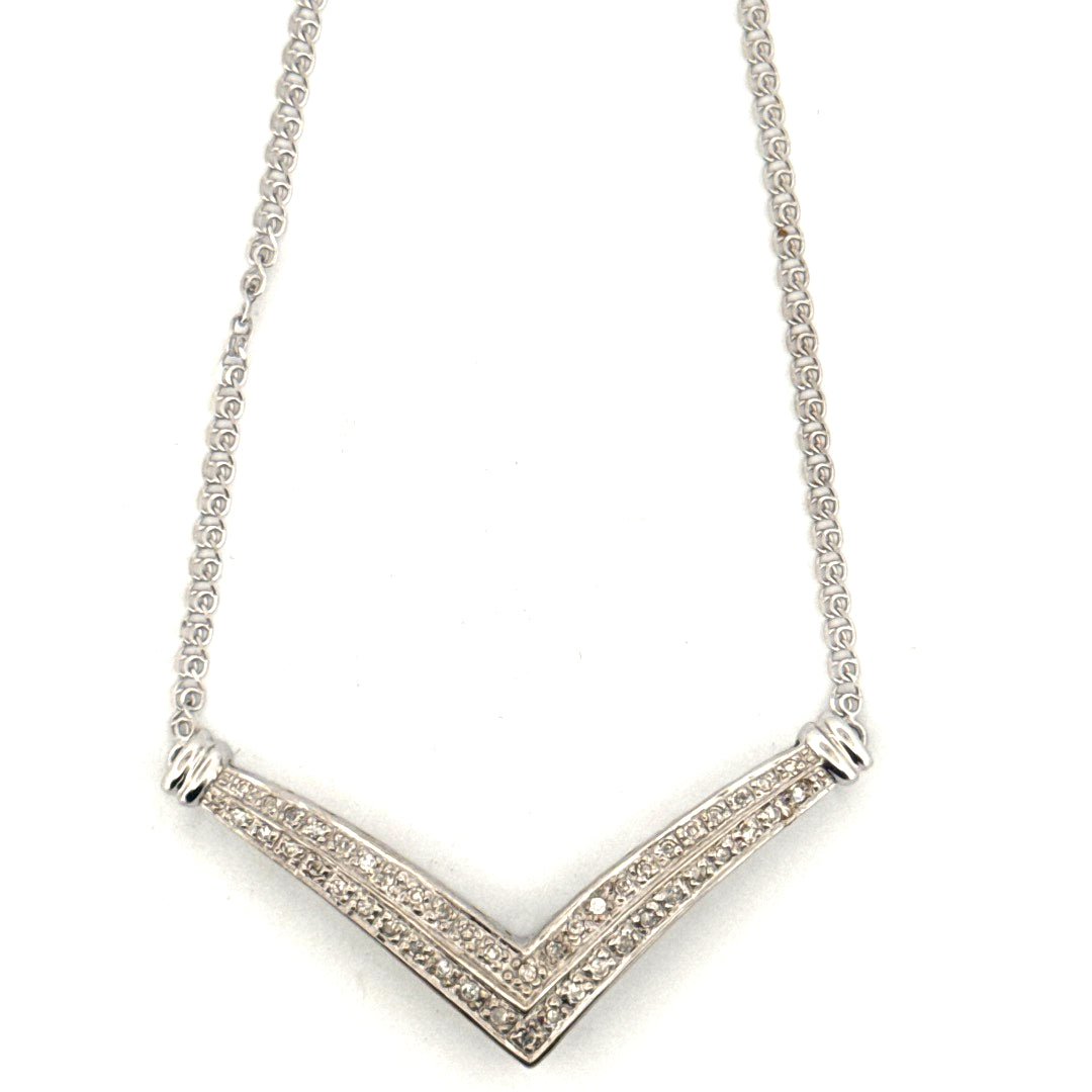 Natural Diamond Necklace in 14K White Gold
