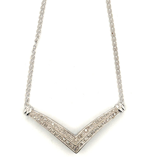 Natural Diamond Necklace in 14K White Gold
