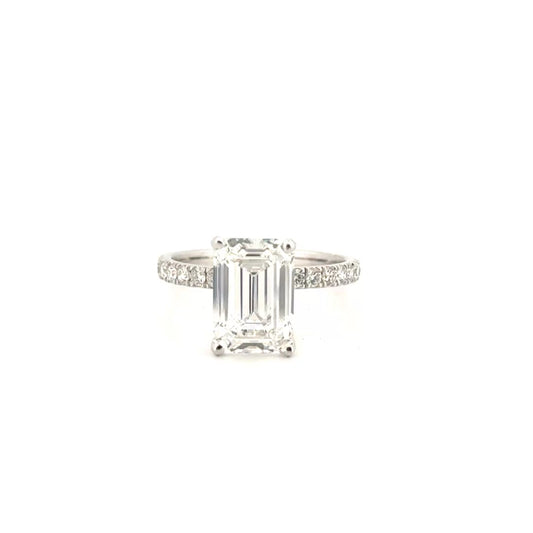 3.80ct. E VS2 Lab Emerald Cut Diamond in 14K White Gold Mounting