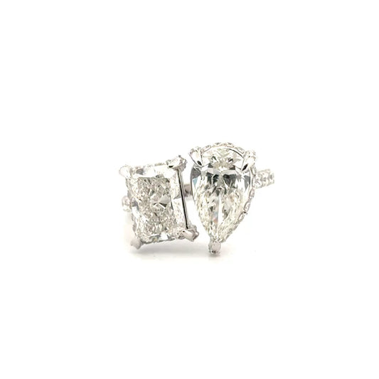 5cttw. 2.50ct. each G VVS2 Lab Pear & Lab Elongated Radiant in 14K White Gold Mounting