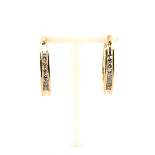 Natural Diamond Hoops Set in 14K Yellow Gold