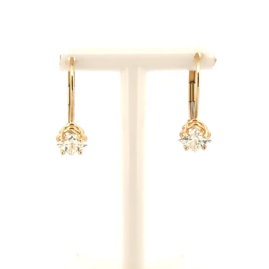 1cttw VS Princess Diamond Drop Earrings in 14K Yellow Gold