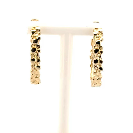 Nugget Style Hoop Earrings in 14K Yellow Gold