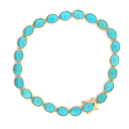 Turquoise Bracelet Set in 14K Yellow Gold