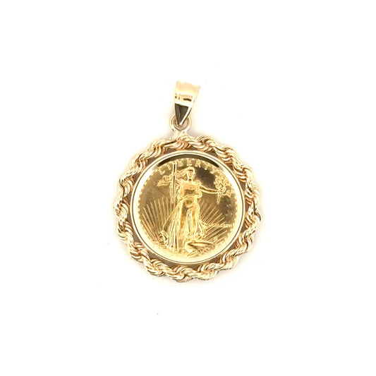 1/10oz American Gold Eagle Set in 14K Yellow Gold Bezel
