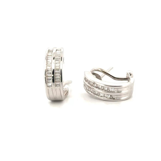 Natural Diamond Earrings Set in 14K White Gold
