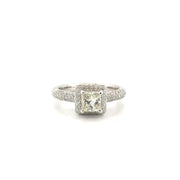 Natural Princess Cut Diamond Engagement Ring Set in 14K White Gold Size 6.5