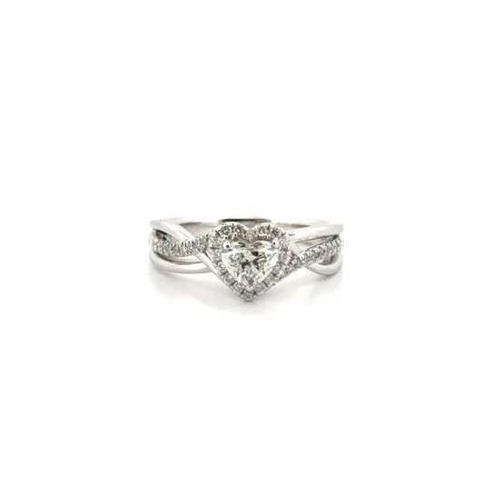 Natural Heart Shape Diamond Set in 14K White Gold Mounting