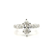 2.02ct. D VS1 Lab Grown Marquise on 10pt Band in 14K White Gold Sz 7
