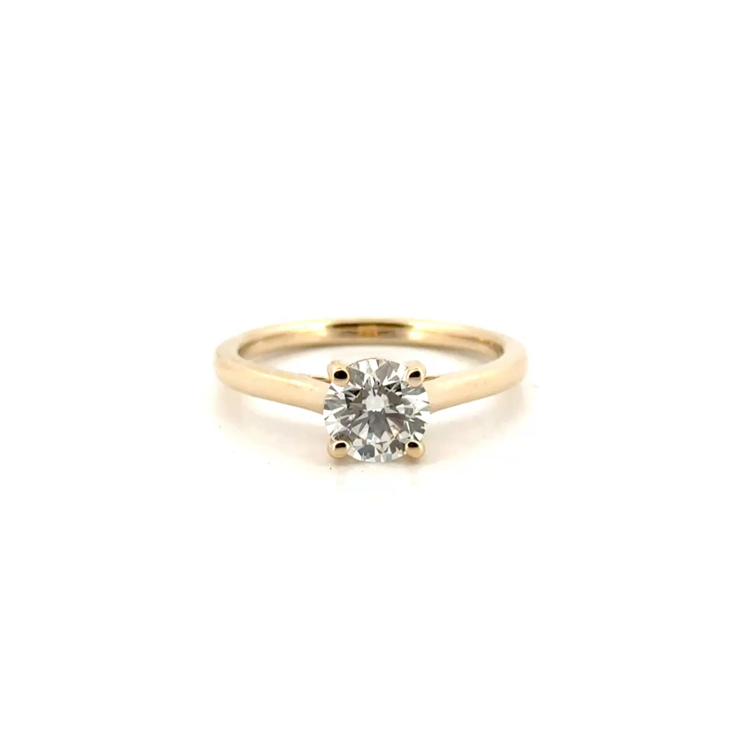 1.04ct. F VVS2 Lab Grown Round in 14K Yellow Gold Cathedral Sz 7