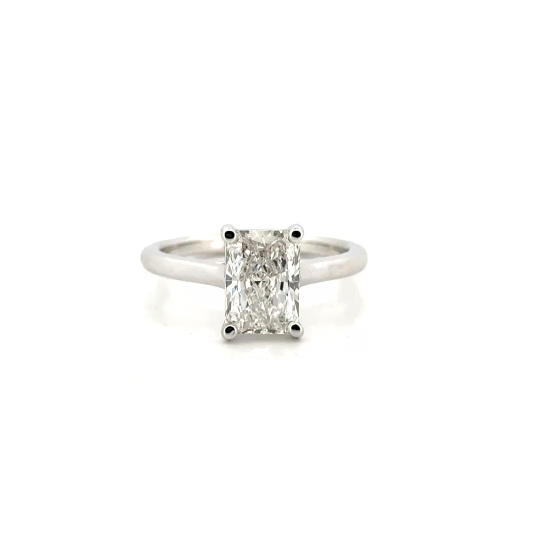 2.05ct. E VVS2 Lab Grown Elongated Radiant in 14K White Gold Cathedral Sz 7