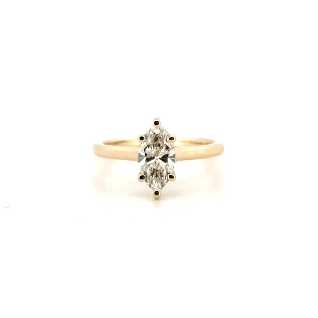 1.03ct. E VVS2 Lab Grown Marquise in 14K Yellow Gold Cathedral