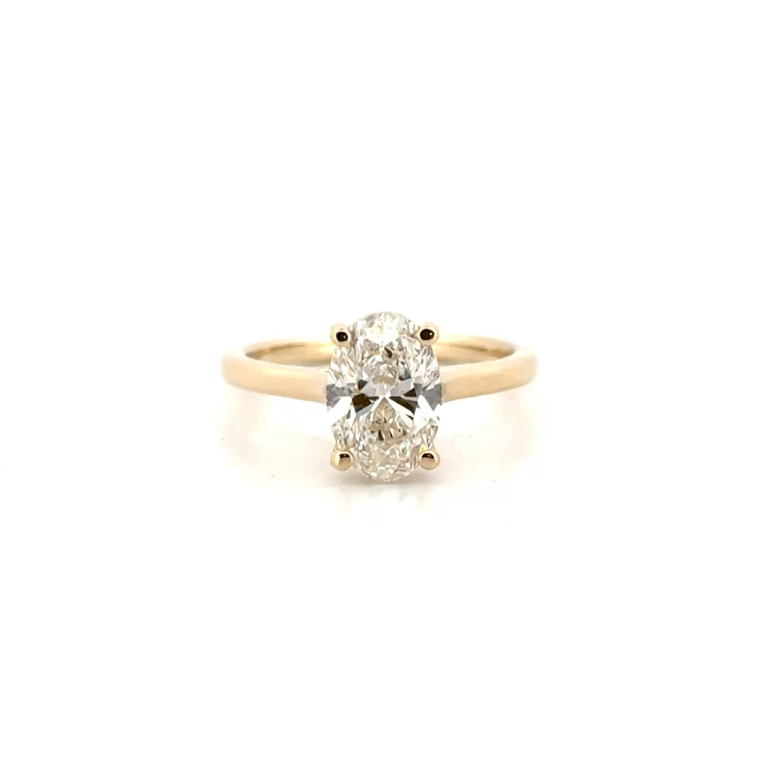 2.03ct. E VS1 Lab Grown Oval in 14K Yellow Gold Cathedral