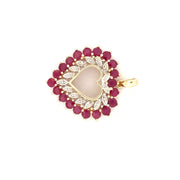 Natural Ruby & Diamond Heart Pendant Set in 14K Yellow Gold