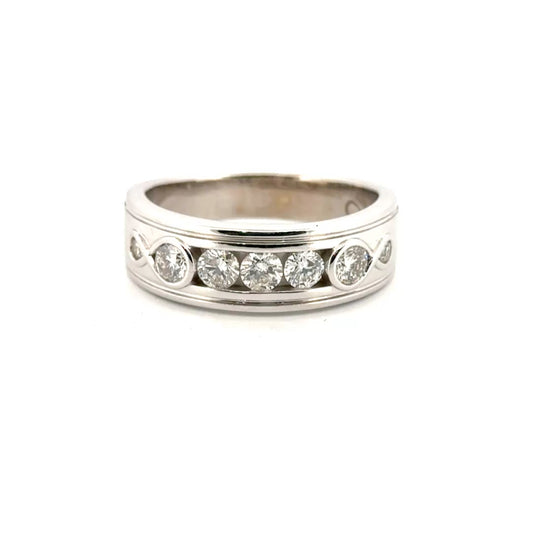 1cttw. Natural Diamond Men's Ring Set in 14K White Gold