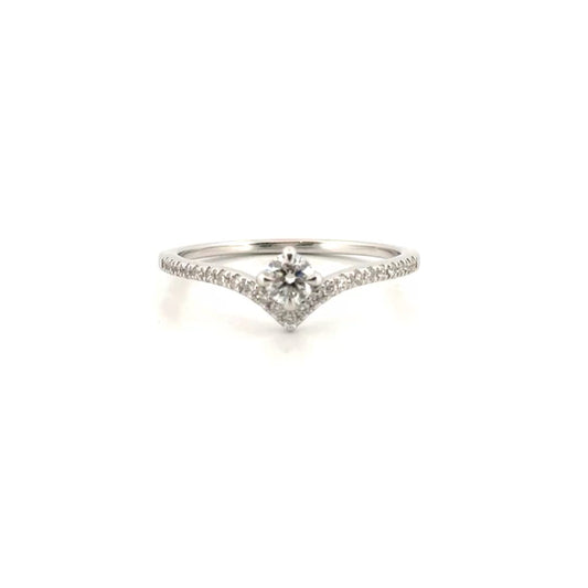 Natural Round Diamond Ring in 14K White Gold