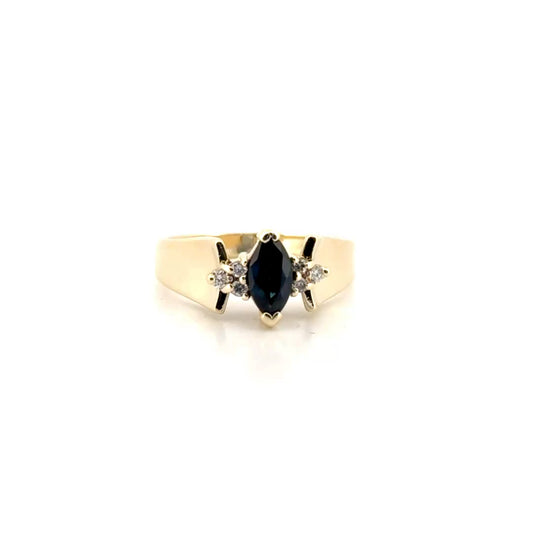 Natural Diamond & Sapphire Ring Set in 10K Yellow Gold