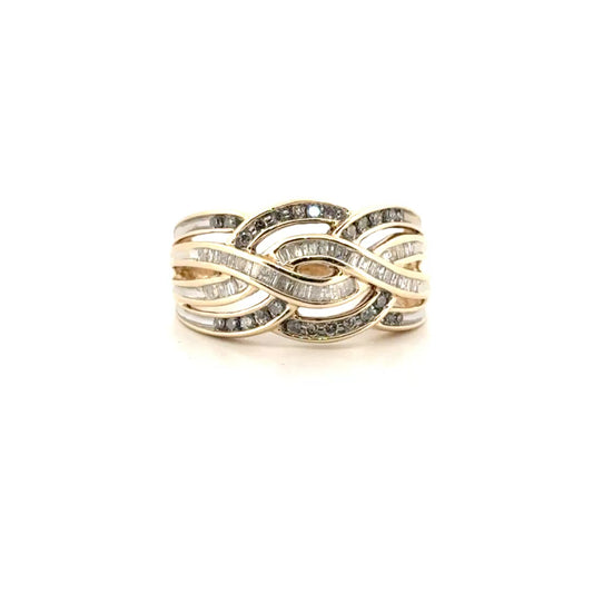 Natural Diamond & Sapphire Ring Set in 10K Yellow Gold