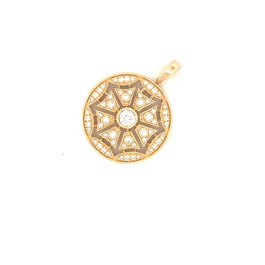 .5cttw. Natural Diamond Starburst Pendant in 14K Yellow Gold