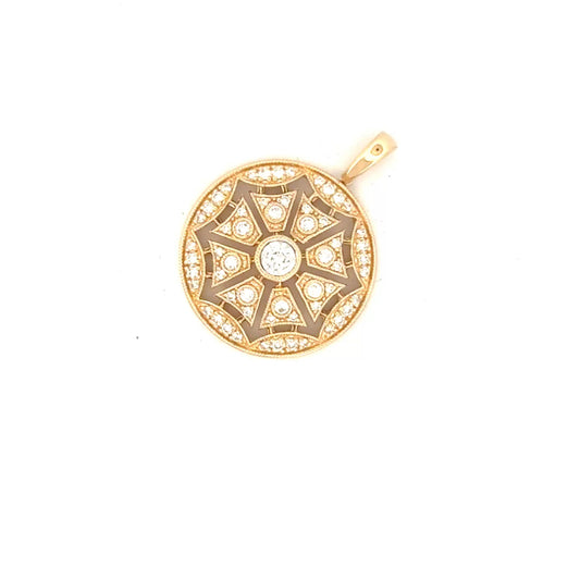 .5cttw. Natural Diamond Starburst Pendant in 14K Yellow Gold