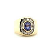 1.22ct. Tanzanite Estate Ring with Natural Diamonds Set in 14K Yellow Gold Sz 11
