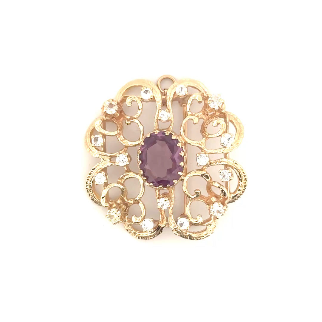 5.68cttw. Lab Grown Color Change Sapphire with Colorless Sapphires Set in 14K Yellow Gold
