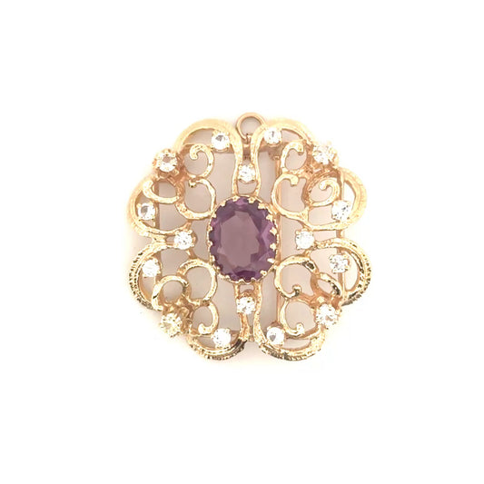 5.68cttw. Lab Grown Color Change Sapphire with Colorless Sapphires Set in 14K Yellow Gold