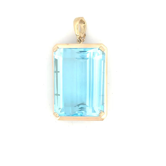 78.98ct. Blue Topaz Pendant Set in 14K Yellow Gold