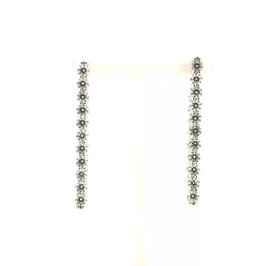 2.08cttw Natural Diamond Geometric J Hoop Style Earrings in 18K White Gold