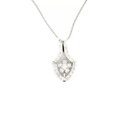 Natural Diamond Floral Motif Convertible Necklace Set in 18K White Gold