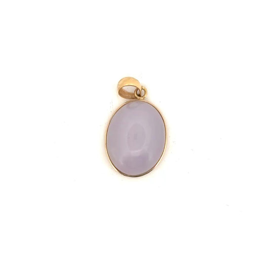 Lavender Jadeite (10.60ct.) Cabachon Pendant Set in 14K Yellow Gold
