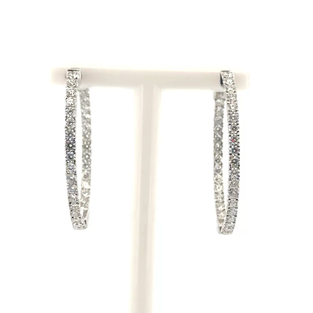 1.5cttw. Natural Diamond Hoop Earrings in 14K White Gold